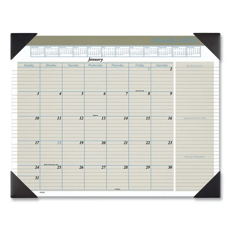 AT-A-GLANCE Executive Monthly Desk Pad Calendar, 22 x 17, White Sheets, Black Corners, 12-Month (Jan to Dec): 2026 (AAGHT1500) Each