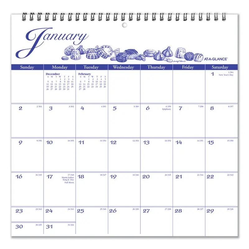 AT-A-GLANCE Illustrator's Edition Wall Calendar, Victorian Illustrations Artwork, 12 x 12, White/Blue Sheets, 12-Month (Jan to Dec): 2026 (AAGG100017) Each