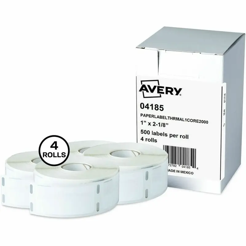 Avery® Labels, Thermal, Multipurpose, 1"X2-1/8" , 2000/Bx, White (AVE04185) Box of 2000