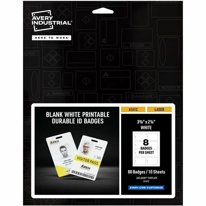 Avery® Name Badge, 80 Packaged Quantity, 2.1" Width x 3.4" Height (AVE61612) 1 Pack