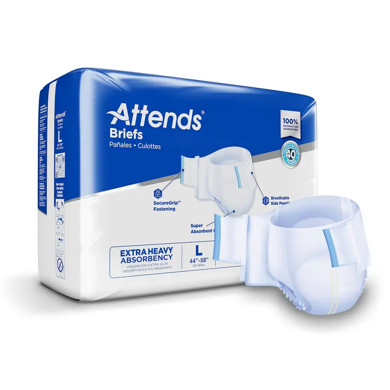 Attends Care Advanced Unisex Adult Incontinence Brief Large Disposable Heavy Absorbency (1247853_BG) 25/BG