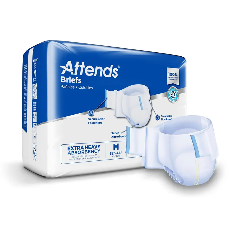 Attends Care Advanced Unisex Adult Incontinence Brief Medium Disposable Heavy Absorbency (955307_BG) 24/BG
