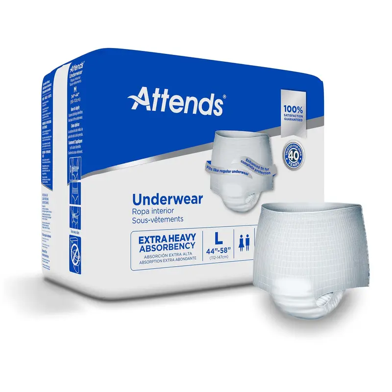 Attends Care Unisex Adult Absorbent Underwear Pull On with Tear Away Seams Large Disposable Heavy Absorbency (771657_BG) 18/BG