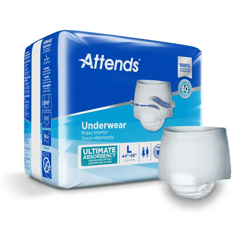 Attends Unisex Adult Absorbent Underwear Pull On with Tear Away Seams Large Disposable Heavy Absorbency (738816_PK) 18/PK