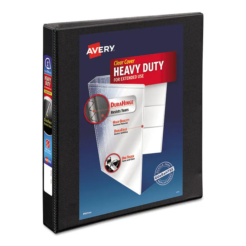Avery Heavy-Duty Non Stick View Binder with DuraHinge and Slant Rings, 3 Rings, 1" Capacity, 11 x 8.5, Black, (5300) (AVE05300) Each