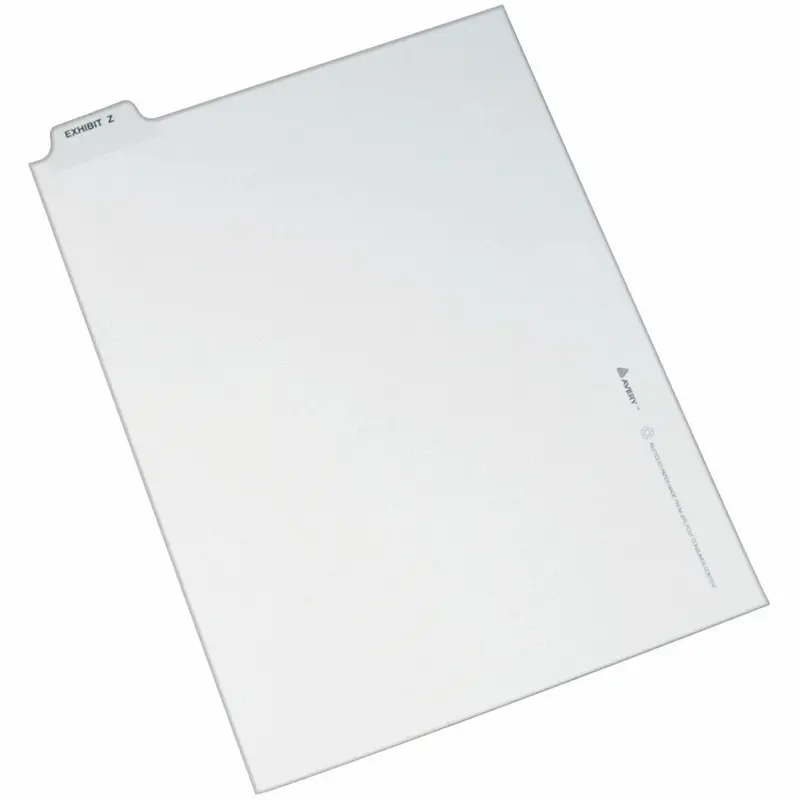 Avery® Avery-Style Preprinted Legal Bottom Tab Dividers, Exhibit Z, Letter, 25/Pack (AVE12399) Pack of 25