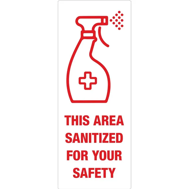 Avery® Decals,"This Area Sanitized" , Wall,3-1/4"X8-3/8" ,15/Pk,Mi (AVE83080) Pack of 15