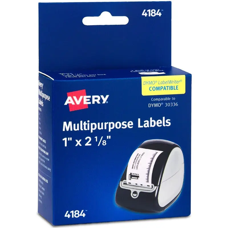 Avery® Labels, Thermal, Multipurpose, 1"X2-1/8" , 500/Bx, White (AVE04184) Box of 500