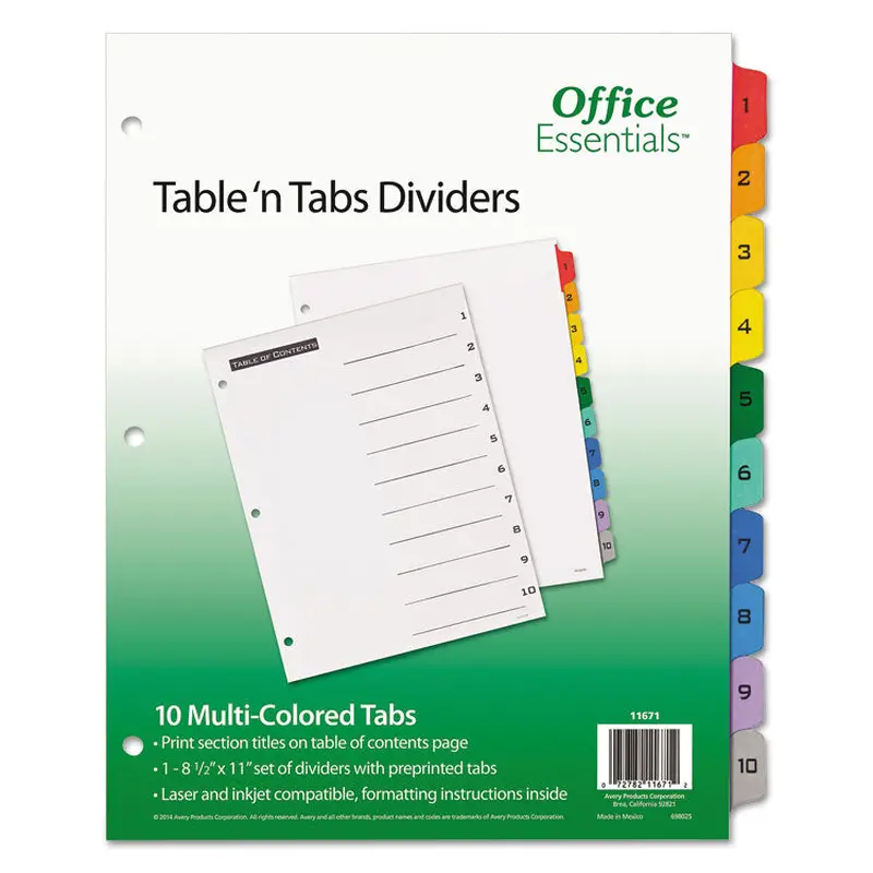 Avery® Table 'n Tabs Dividers, 10-Tab, Letter (AVE11671) Set of 10