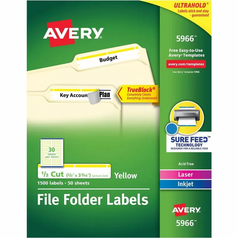 Avery TrueBlock File Folder Labels (AVE5966) Box of 1500