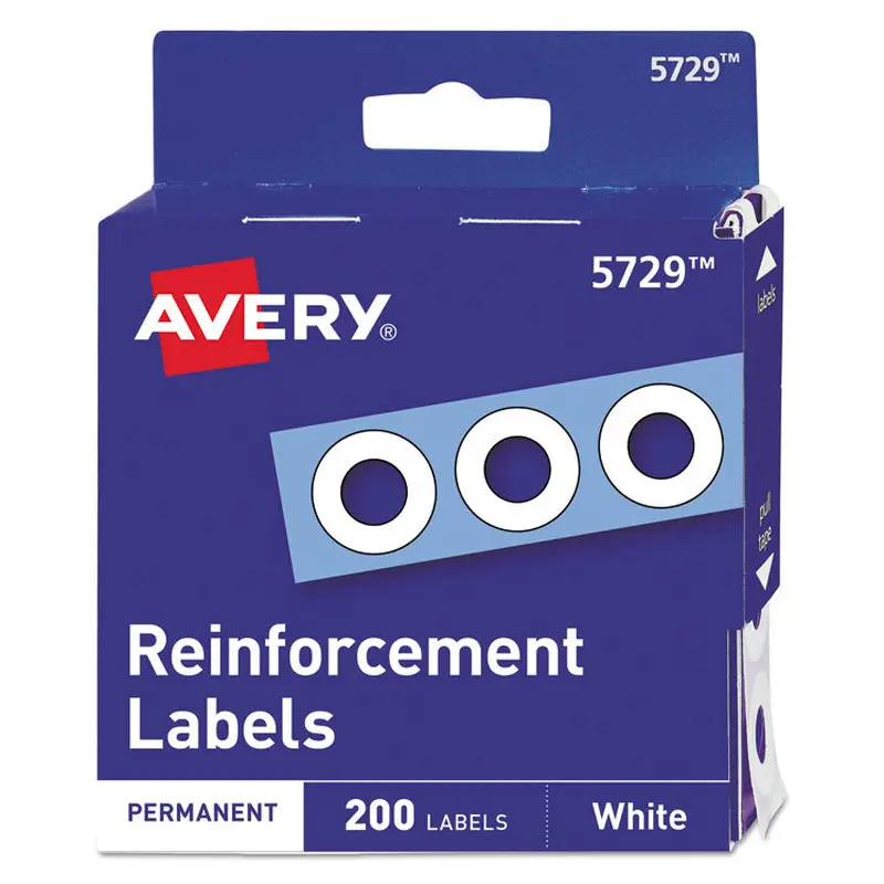 Avery Dispenser Pack Hole Reinforcements, 0.25" Dia, White, 200/Pack, (5729) (AVE05729) Pack of 200