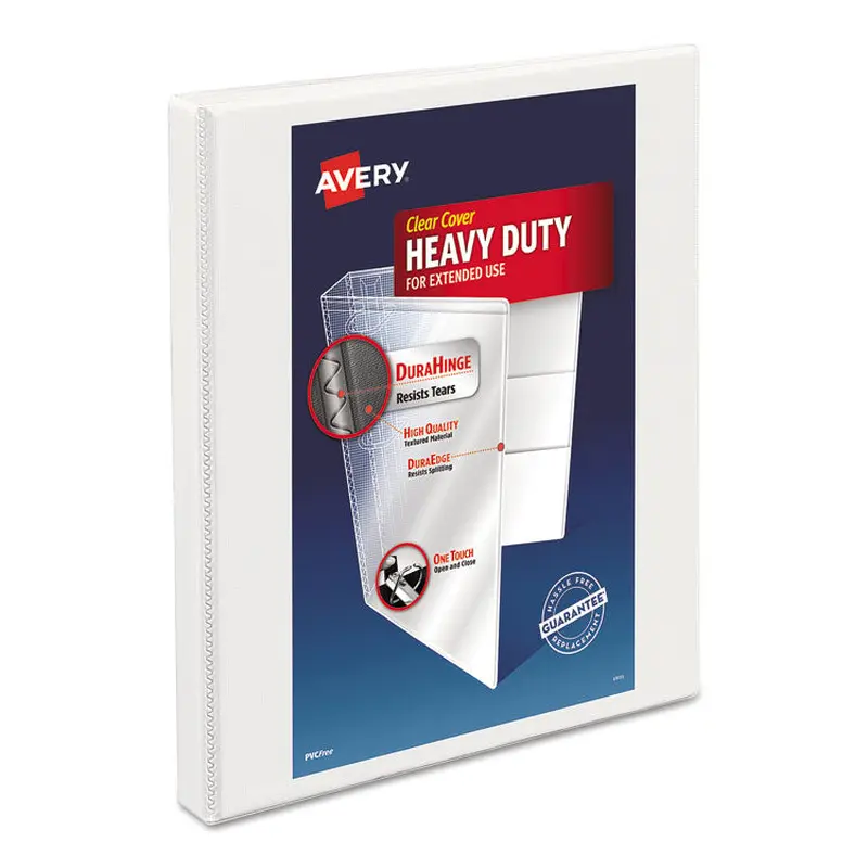 Avery Heavy-Duty Non Stick View Binder with DuraHinge and Slant Rings, 3 Rings, 0.5" Capacity, 11 x 8.5, White, (5234) (AVE05234) Each