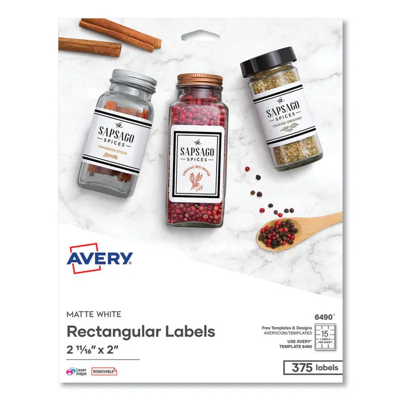 Avery Laser/Inkjet 3.5" Diskette Labels, White, 375/Pack (AVE6490) Pack of 375