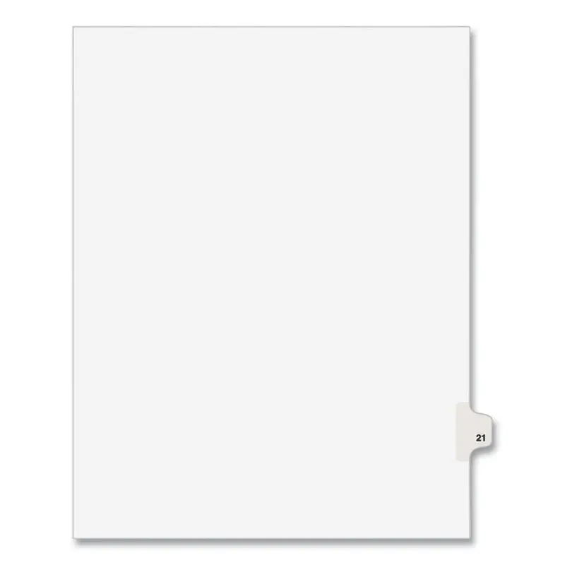 Avery Preprinted Legal Exhibit Side Tab Index Dividers, Avery Style, 10-Tab, 21, 11 x 8.5, White, 25/Pack, (1021) (AVE01021) Pack of 25