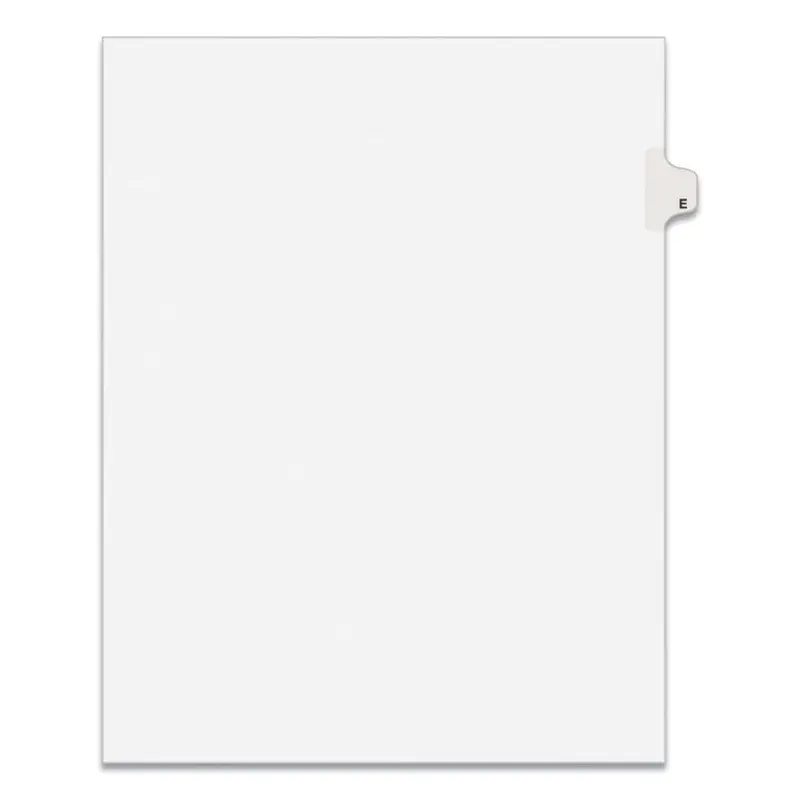 Avery Preprinted Legal Exhibit Side Tab Index Dividers, Avery Style, 26-Tab, E, 11 x 8.5, White, 25/Pack, (1405) (AVE01405) Pack of 25