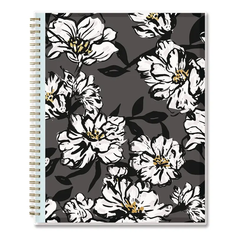 Baccara Dark Create-Your-Own Cover Weekly/Monthly Planner, Floral, 11 x 8.5, Gray/White/Gold Cover, 12-Month (Jan-Dec): 2025 (BLS11021125) Each