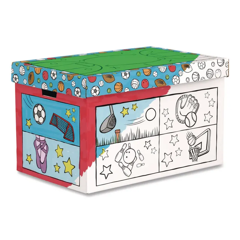 Bankers Box At Play Color in Toy Box, Sports Design, 1 Section, 5.25 cu ft, 28" x 18" x 18", White/Black (FEL1231601) Each