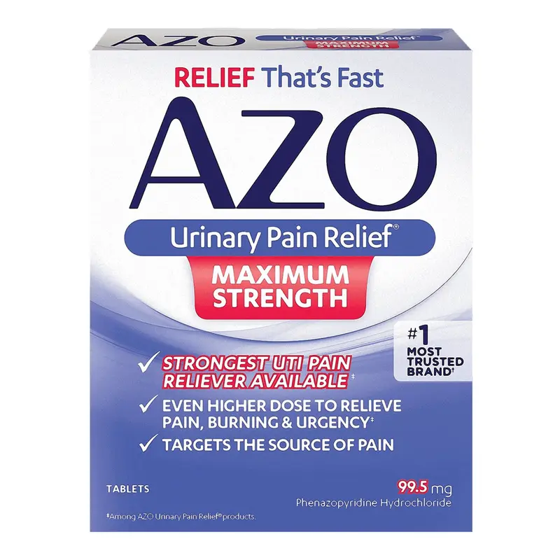 AZO Maximum Strength Urinary Pain Relief 99.5 mg Strength Phenazopyridine HCL Tablet 12 per Box (1065926_BX) 1/BX