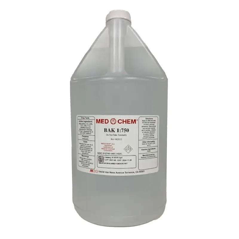 BAK 1:750 Antiseptic BZK (Benzalkonium Chloride) Topical Liquid 1 gal. Bottle (181934_GL) 1/GL