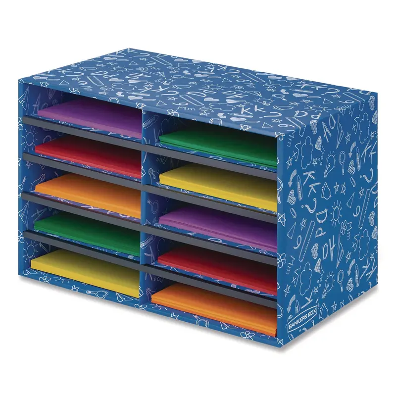 Bankers Box Classroom Collection Literature Sorter, 10 Sections, 19.5 x 12.27, Blue (FEL3384201) Each