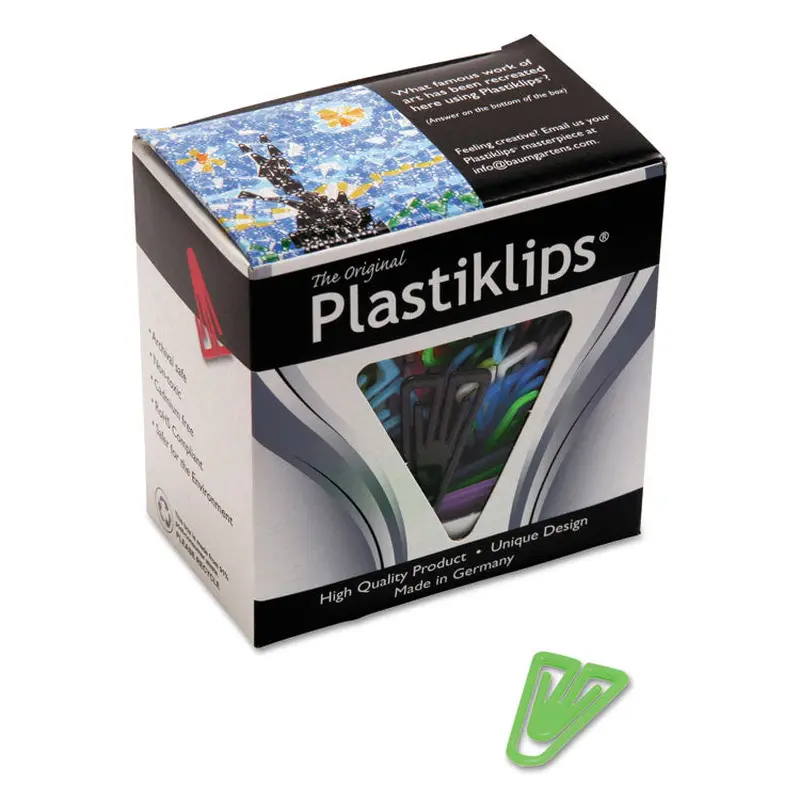 Baumgartens Plastiklips Paper Clips, Large, Smooth, Assorted Colors, 200/Box (BAULP0600) Box of 200