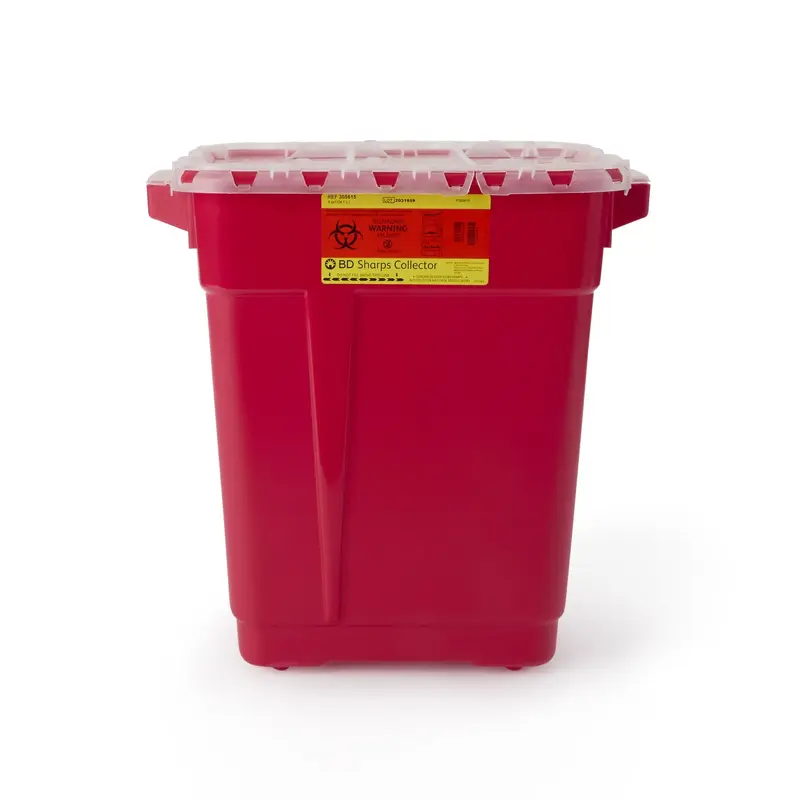 BD Sharps Container Red Base 18-1/2 X 17-3/4 X 11-3/4 Inch Vertical Entry 9 Gallon (443029_CS) 8/CS