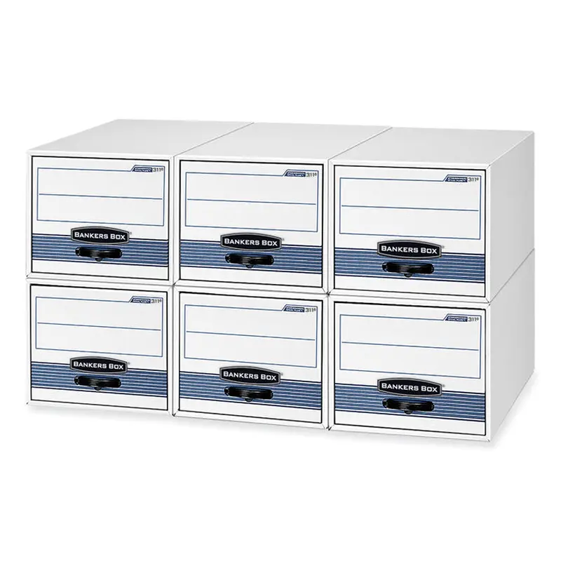 Bankers Box STOR/DRAWER STEEL PLUS Extra Space-Savings Storage Drawers, Letter Files, 14" x 25.5" x 11.5", White/Blue, 6/Carton (FEL00311) Carton of 6