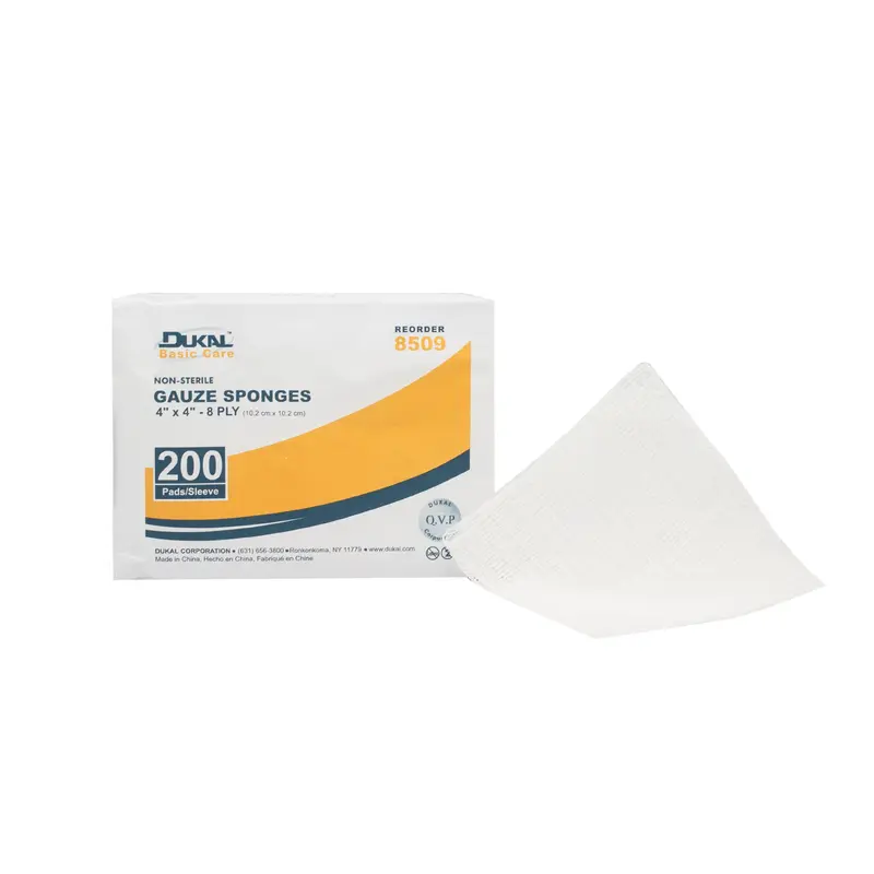 Basic Care Gauze Sponge 4 X 4 Inch 8-Ply NonSterile 200 per Pack (919336_CS) 4000/CS