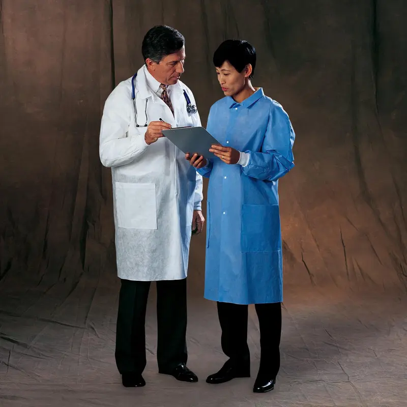Basic Lab Coat White X-Large Knee Length 3-Layer SMS Disposable (276139_EA) 1/EA