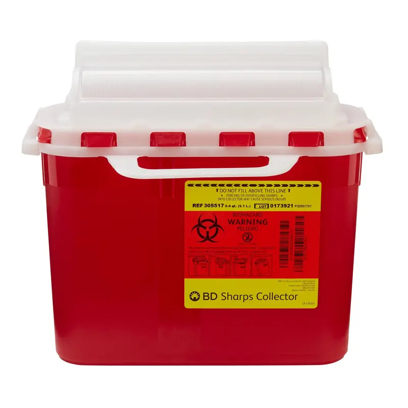BD Sharps Container Red Base 12 H X 12 W X 4-4/5 D Inch Horizontal Entry 1.35 Gallon (371481_CS) 20/CS