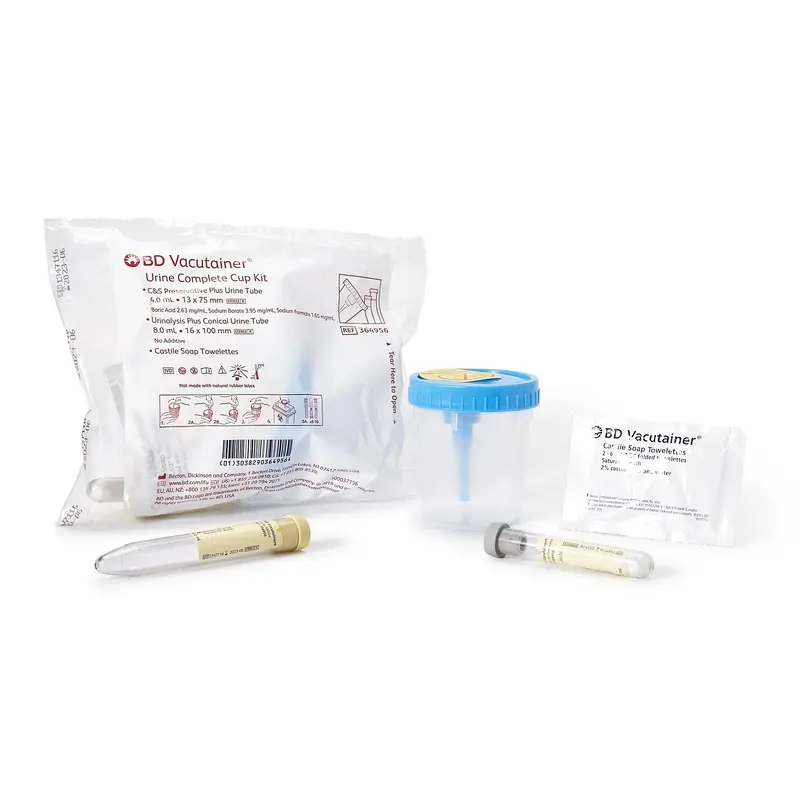 BD Vacutainer Urine Specimen Collection Kit 4 mL / 8 mL Plastic Collection Cup / Collection Tube Sterile (492908_CS) 50/CS