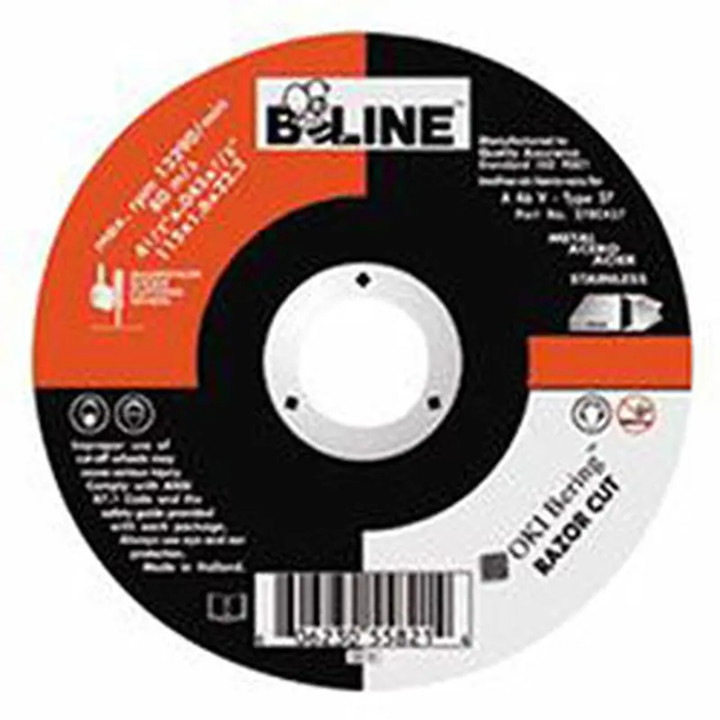 Bee Line Abrasives Depressed Ctr Cutting Wheel, 4-1/2 in dia, 0.045 in Thick, 7/8 in Arbor, 60 Grit (903-27RC457) Each