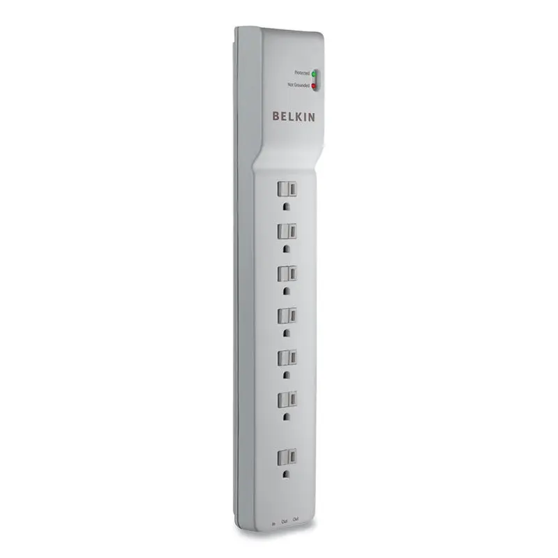 Belkin Home/Office Surge Protector, 7 AC Outlets, 12 ft Cord, 2,160 J, White (BLKBE10720012) Each