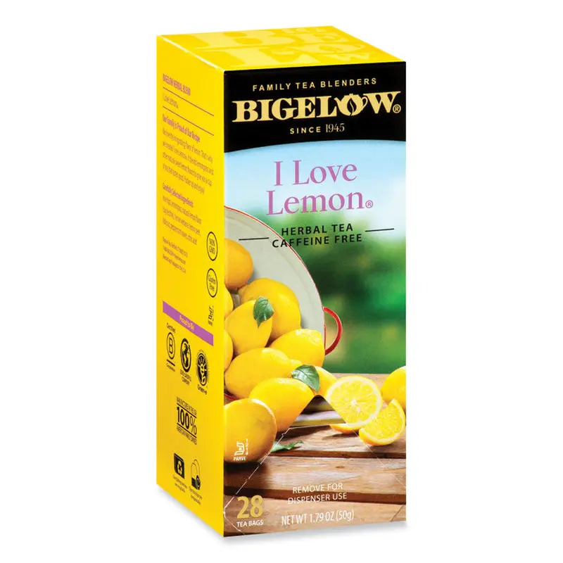 Bigelow I Love Lemon Herbal Tea, 0.06 oz Tea Bag, 28/Box (BTCRCB003991) Box of 28