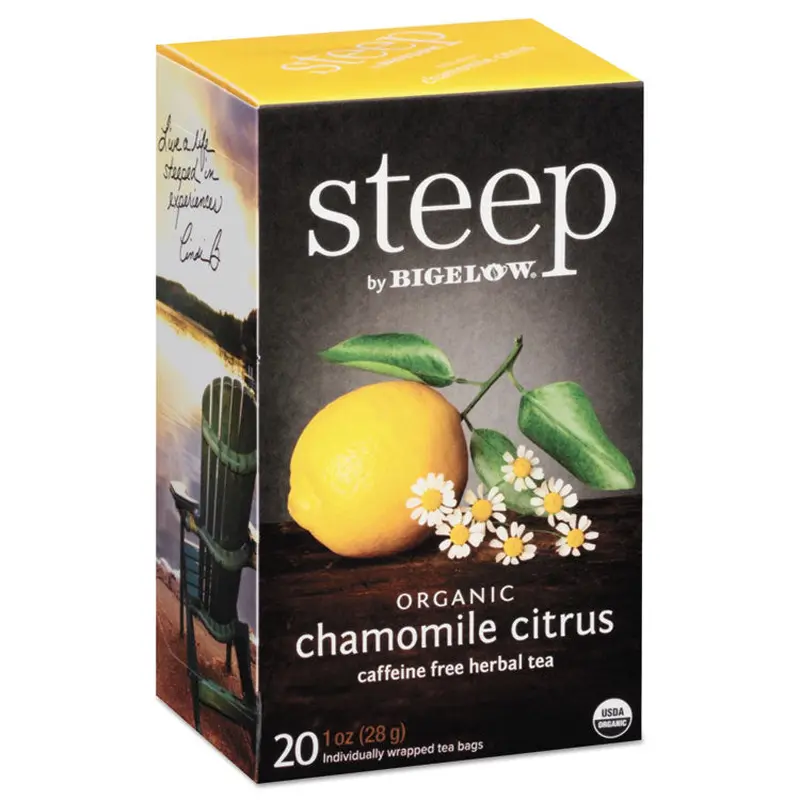 Bigelow steep Tea, Chamomile Citrus Herbal, 1 oz Tea Bag, 20/Box (BTC17707) Box of 20