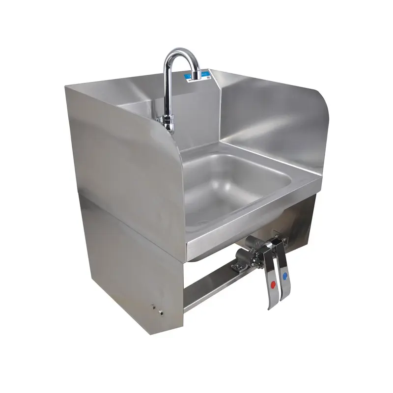 BK Resources Stainless Steel Hand Sink with Side Splashes, 14" l x 10" w x 5" d (BKEHSW14101SBKP) Each