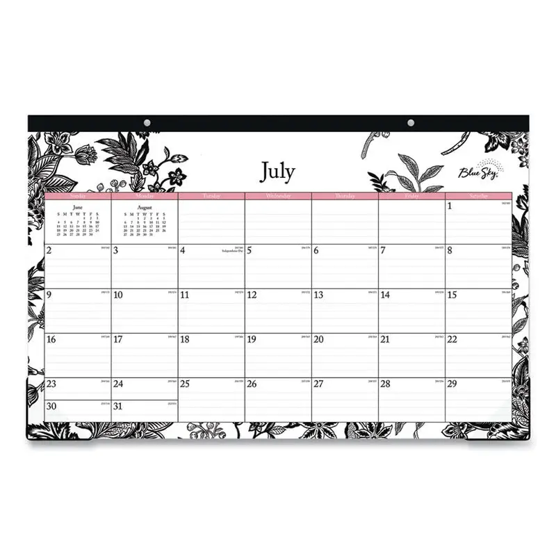 Blue Sky Analeis Academic Year Desk Pad Calendar, Floral Artwork, 17 x 11, White/Black/Coral Sheets, 12-Month (July-June): 2025-2026 (BLS130617) Each