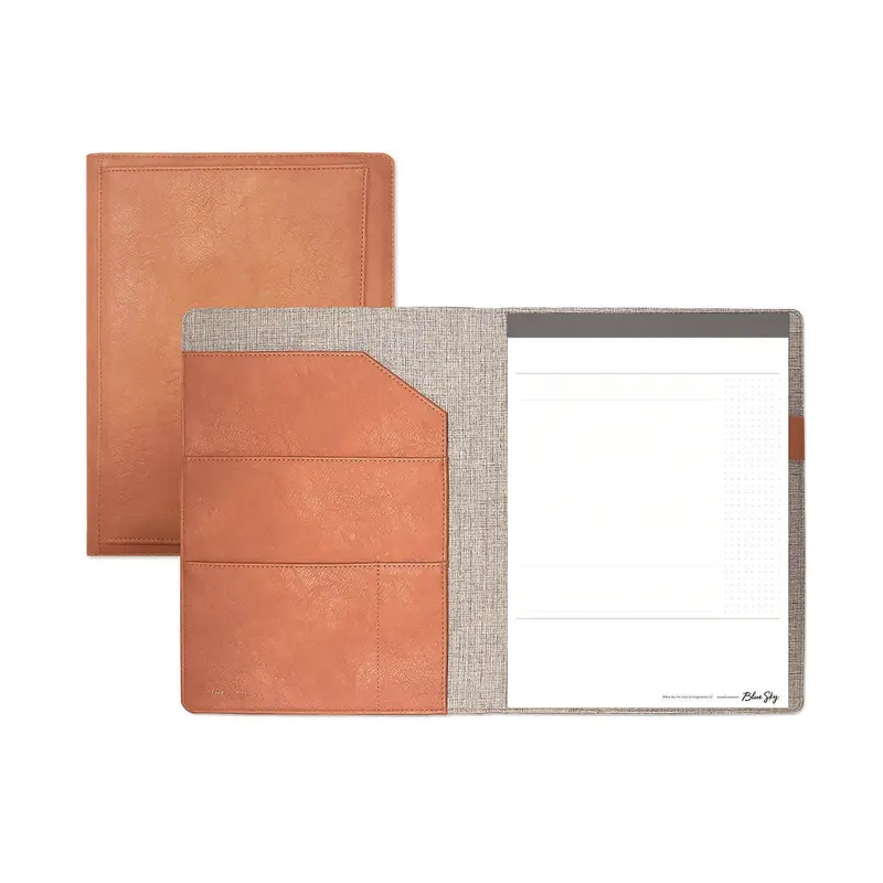 Blue Sky ASMBLD Professional Faux Leather Padfolio, 8.5 x 11 Pad, 9.45 x 12.13, Snap Closure, Tan (BLS150537) Each
