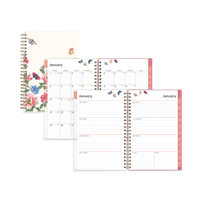 Blue Sky Fly By Frosted Weekly/Monthly Planner, Butterflies Artwork, 8 x 5, Blush/Pink Cover, 12-Month (Jan to Dec): 2026 (BLS140196) Each