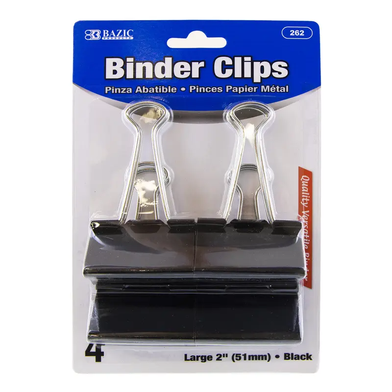BINDER CLIPS LARGE 2" BLACK PQ.4