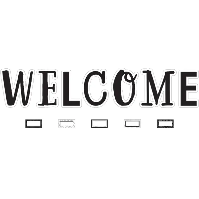 BLACK AND WHITE WELCOME BULLETIN BOARD 49PCS