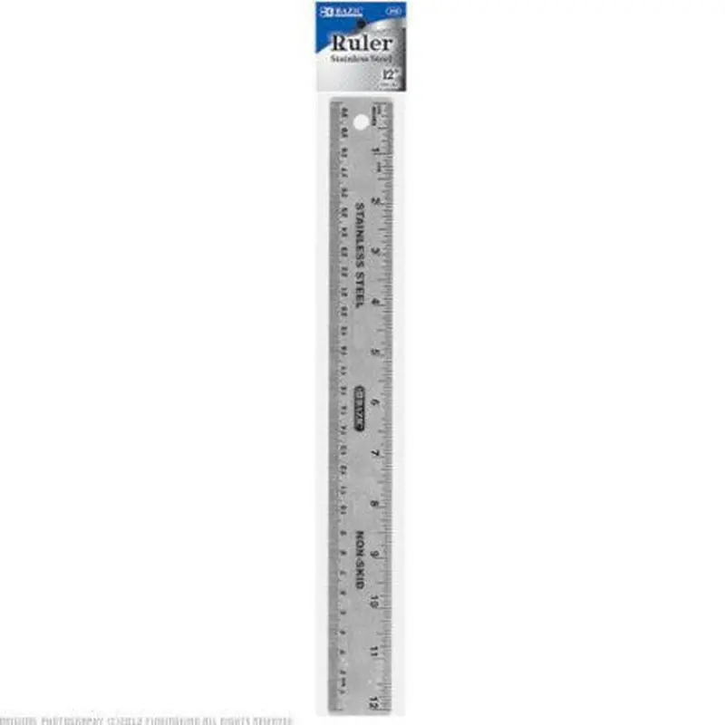 STAINLESS STEEL RULER W/ NON-SKID BACK 12"/30 CM