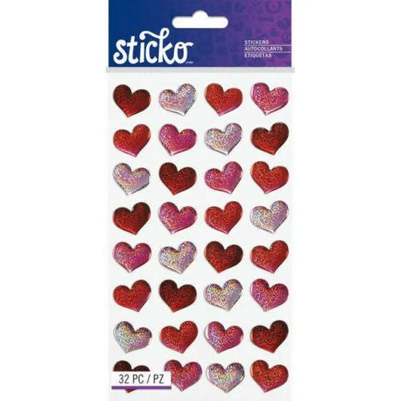 STICKER RED BUBBLE HEARTS 32 PCS