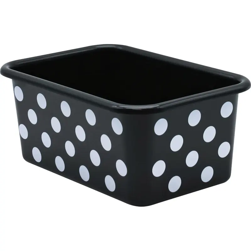 WHITE POLKA DOTS ON BLACK SMALL PLASTIC STORAGE BI