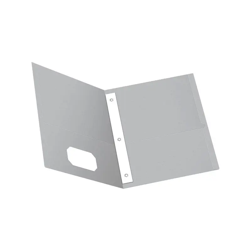 TWIN POCKET FOLDER W/TANG FAST. GRAY BOX/25