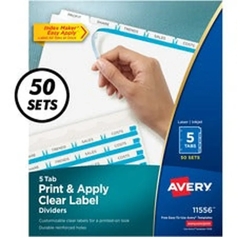 Avery® Print & Apply Clear Label Dividers - Index Maker Easy Apply Label Strip