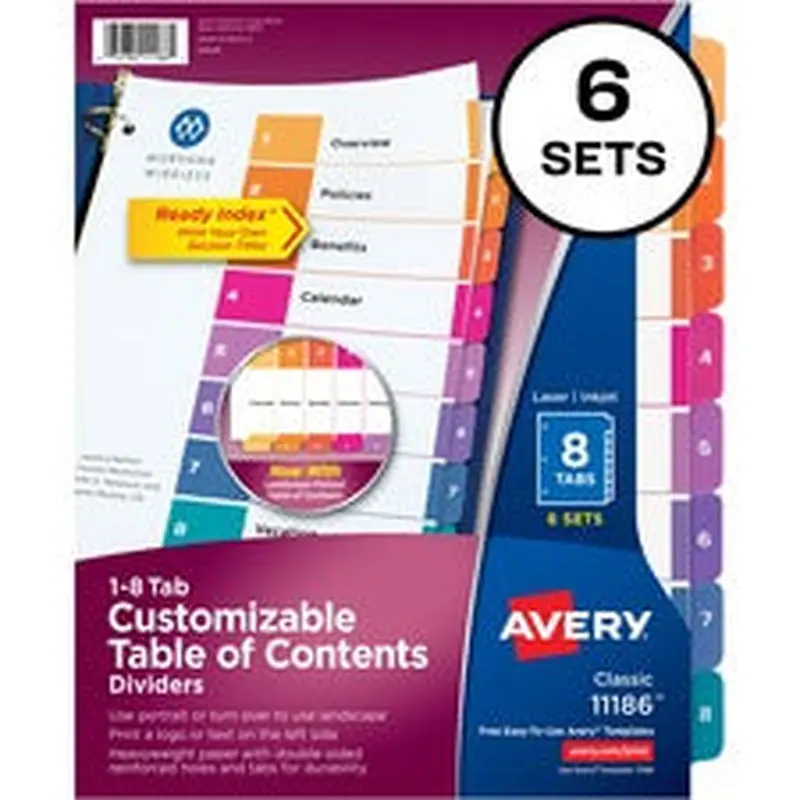 Avery® Ready Index Binder Dividers - Customizable Table of Contents