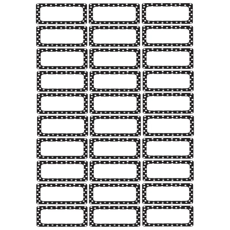 Ashley Magnetic Die-Cut Small Foam Nameplates & Labels, 30 pcs, Black and White Dots (ASH 10080)