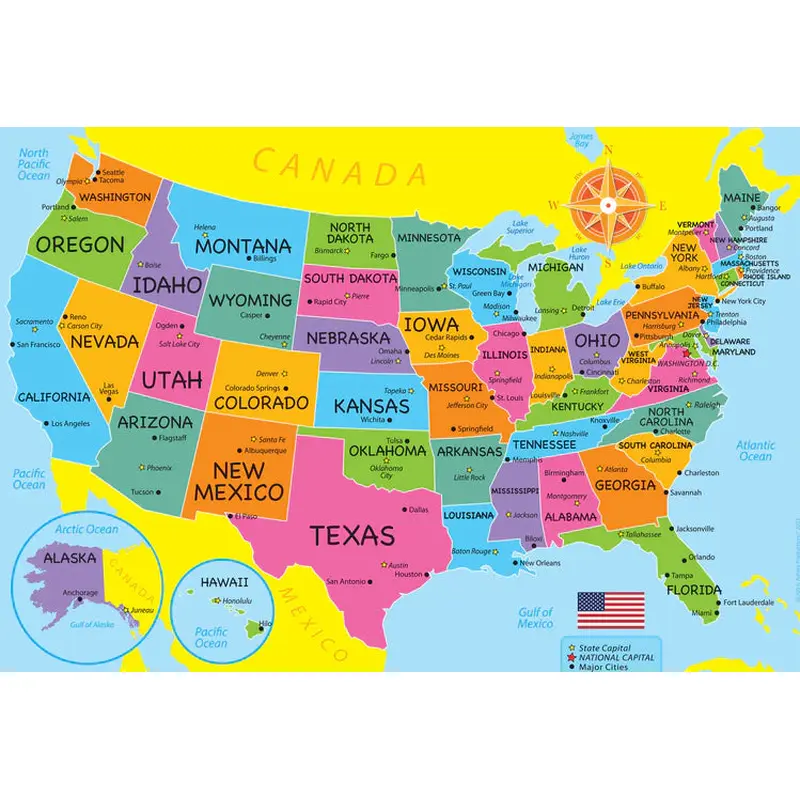 Ashley Productions USA Map Smart Poly Learning Mat, Single Sided, 13"x19" (ASH 93700)