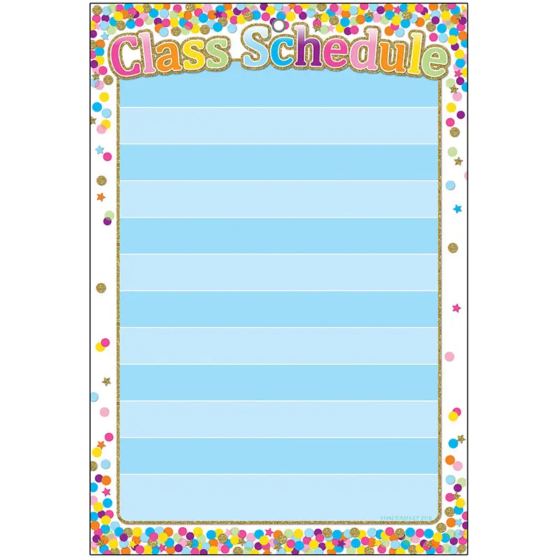 Ashley Smart Confetti Class Schedule Chart Dry-Erase Surface,13" x 19" (ASH 91043)